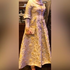 Elegant Gold Floral Dress